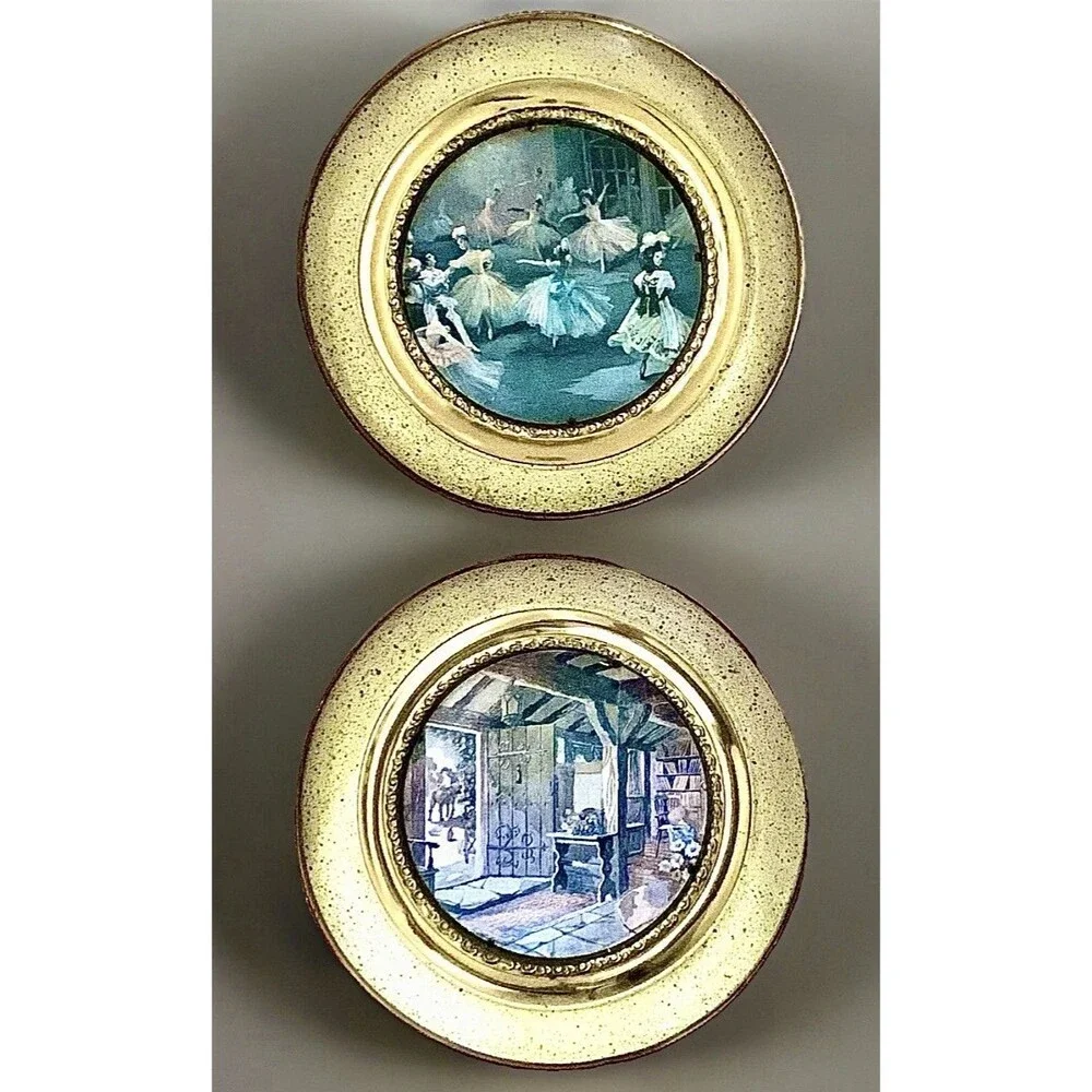 Vintage Peerage England Brass Ballet Wall Hangings Plaque Pair Coquette Decor
